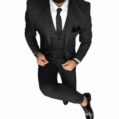 Color: black, Size: XXL - Latest Olive Green Men Suits for Groom 3 Piece Classic Wedding Tuxedo Notched Lapel Best Man Slim Fit Blazer trajes de hombre
