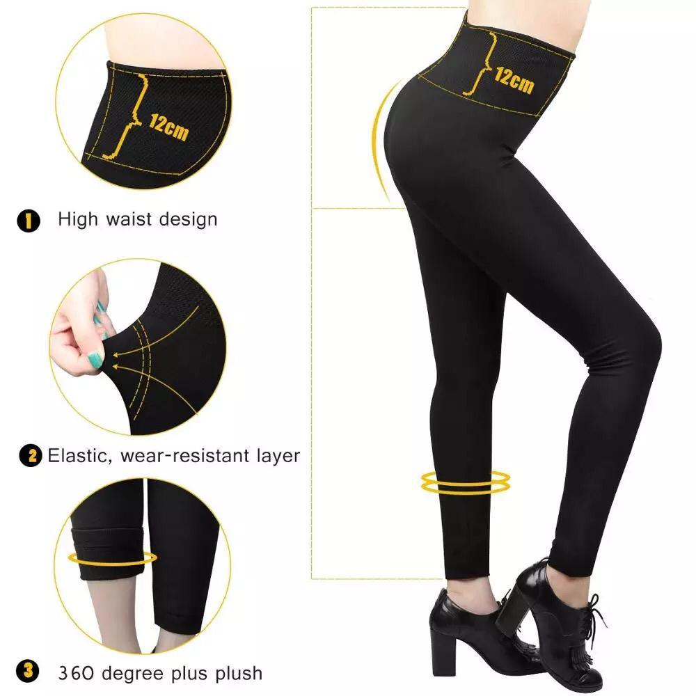 3 Pack Women‚Äôs Fleece Lined Leggings High Waist Stretchy warm