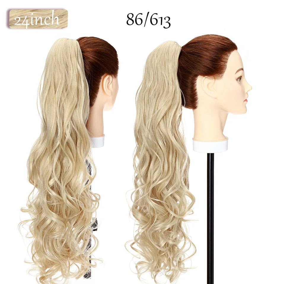 Synthetic 12-26Inch Claw Clip on Ponytail Hair Extension Ponytail Extension Hair for Women Pony Tail Hair Hairpiece