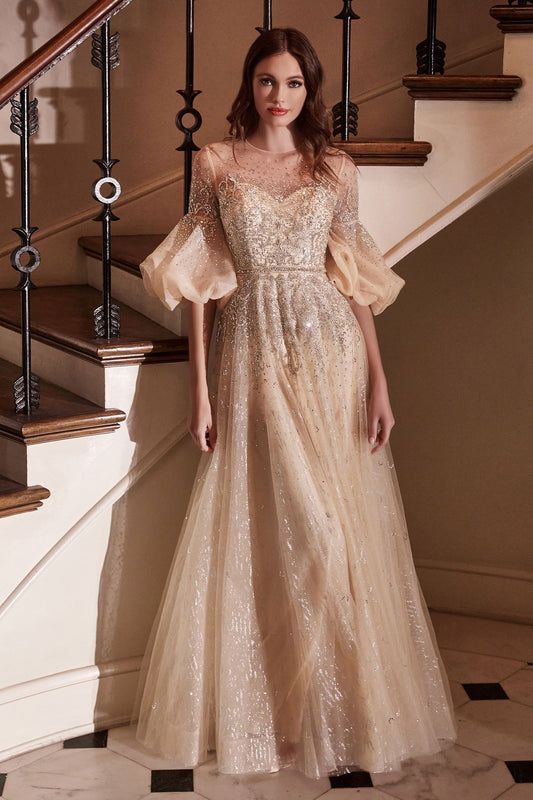 Vestido de baile color champán