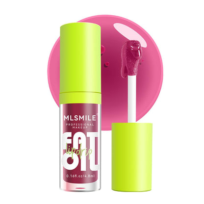 Hydrating Lip Glow Oil Plumping Lip Tint, Hydrating Lip Gloss Tinted Lip Balm Transparent Lip Care, Long Lasting Moisturizing Non-Sticky Fresh Shiny Texture Lip Oil 0.14 OZ - 104 LOVE