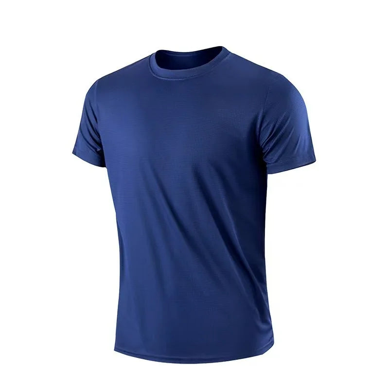 High Quality Men Breathable Fast Drying Running Sports Fitness Breathable Comfortable Short Sleeve T-Shirt Casual Light Gym Tops