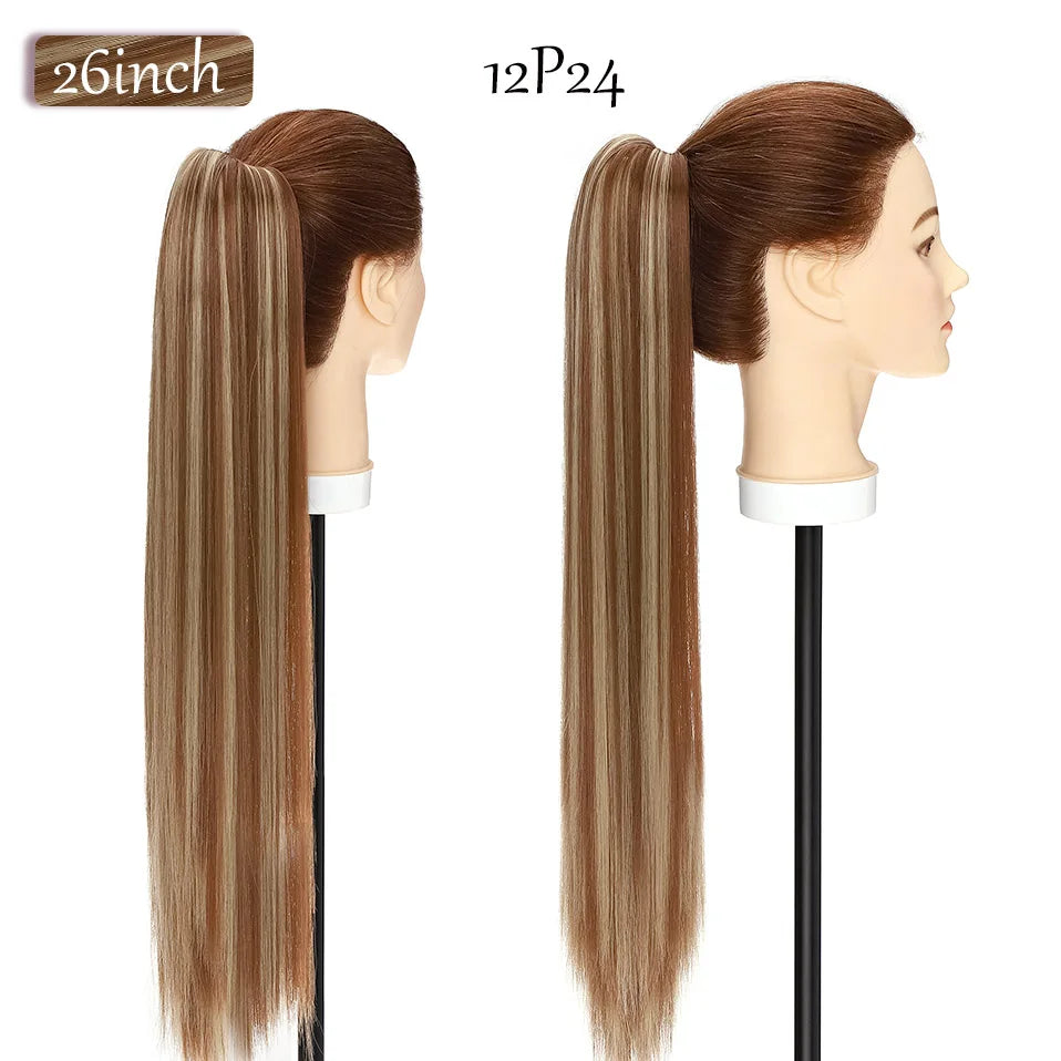 Synthetic 12-26Inch Claw Clip on Ponytail Hair Extension Ponytail Extension Hair for Women Pony Tail Hair Hairpiece