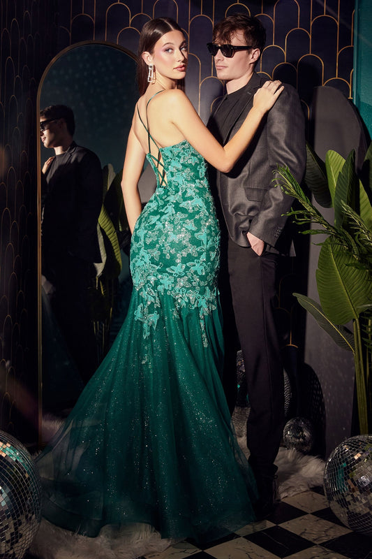 Vestido de sirena con estampado de mariposas