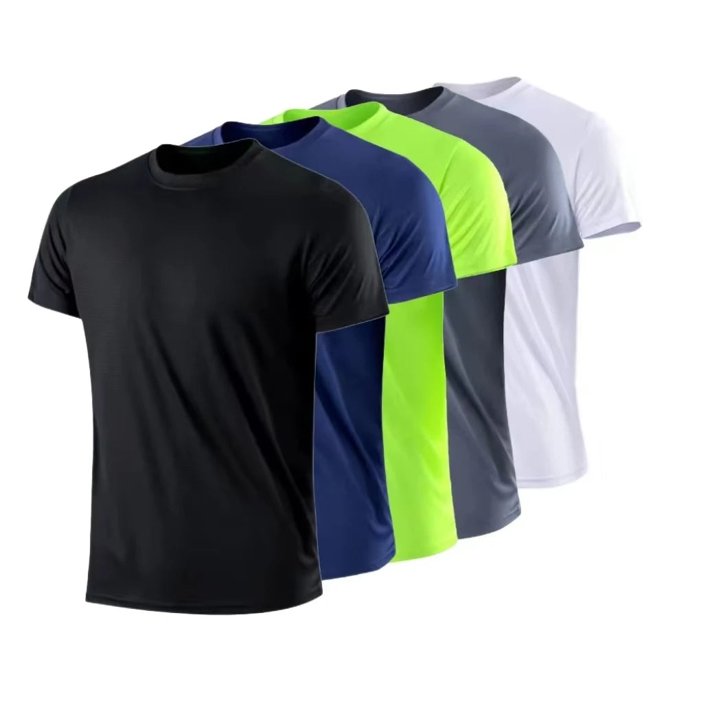 High Quality Men Breathable Fast Drying Running Sports Fitness Breathable Comfortable Short Sleeve T-Shirt Casual Light Gym Tops