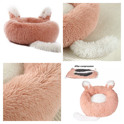 Cama de peluche con orejas y cola para gatos y perros pequeños, envío rápido. 