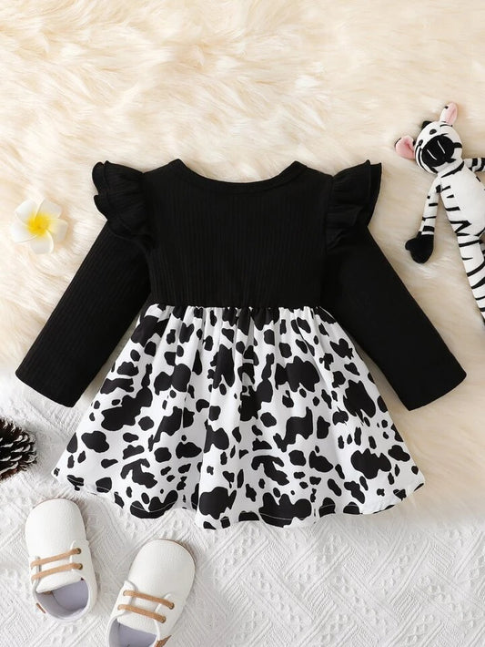 Vestido de niña con estampado floral de licra 