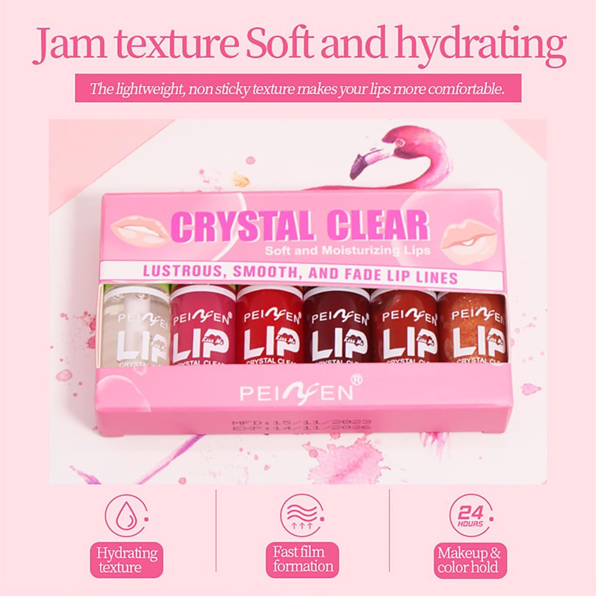6 Color Lip Oil, Big Brush Head Hydrating Lip Glow Oil, Shiny Transparent Tinted Plumping Lip Oil, Nourishing & Non-Sticky Long Lasting Fresh Clear Smooth Lip Care- Set A