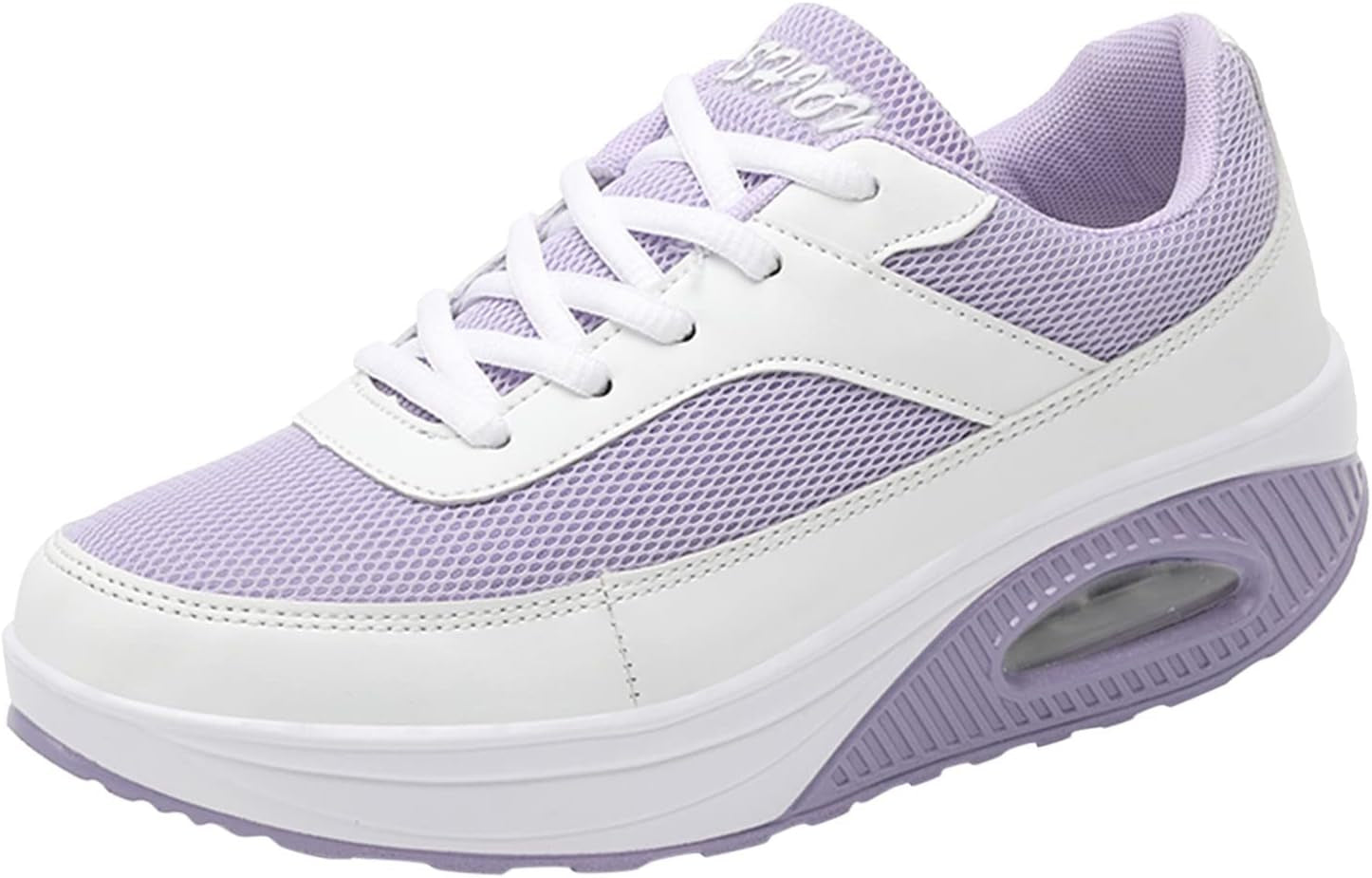 Fashion Fitness Walking Sneaker- RQWEIN Ladies Toning Rocker Shoes Womens Mesh Slip on Wedges Tennis Platform Sneakers（02#Purple,8.5