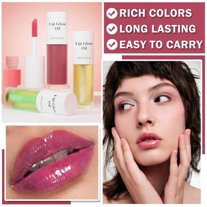 Cherry Lip Glow Oil Moisturizing Plumping Lip Gloss Lip Plumper Gloss Lip Oil Tinted Lip Balm Lip Care for Women - 04 Cherry