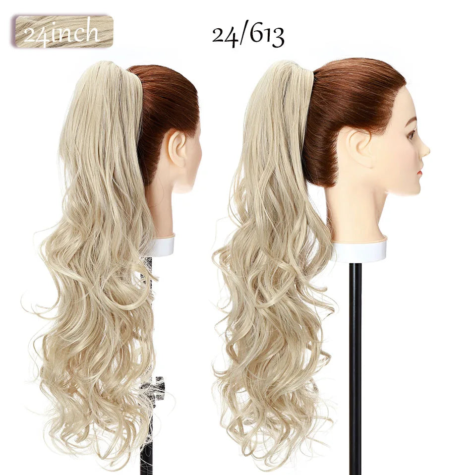 Synthetic 12-26Inch Claw Clip on Ponytail Hair Extension Ponytail Extension Hair for Women Pony Tail Hair Hairpiece