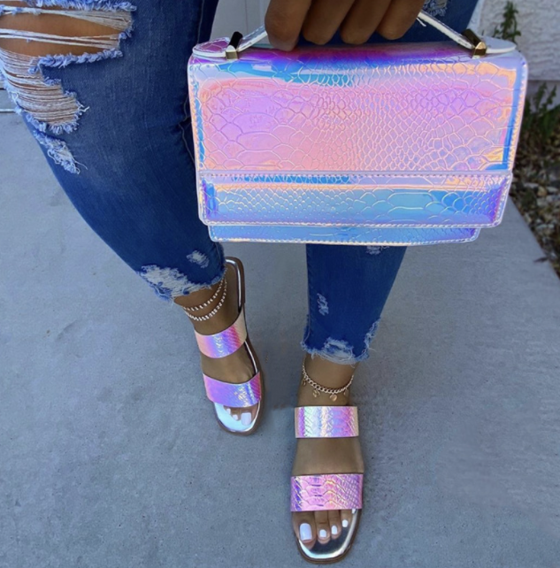 style: F, Size: 39 - Colorful One-shoulder Magnetic Buckle All-match Square Laser Bag