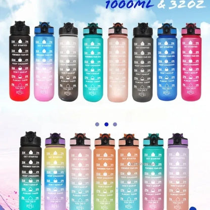 1L Water Bottle Portable Sport Water Bottle Pretty Drink Bottle Leakproof Gym Water Bottle for Outdoor Travel Fitness Cycling