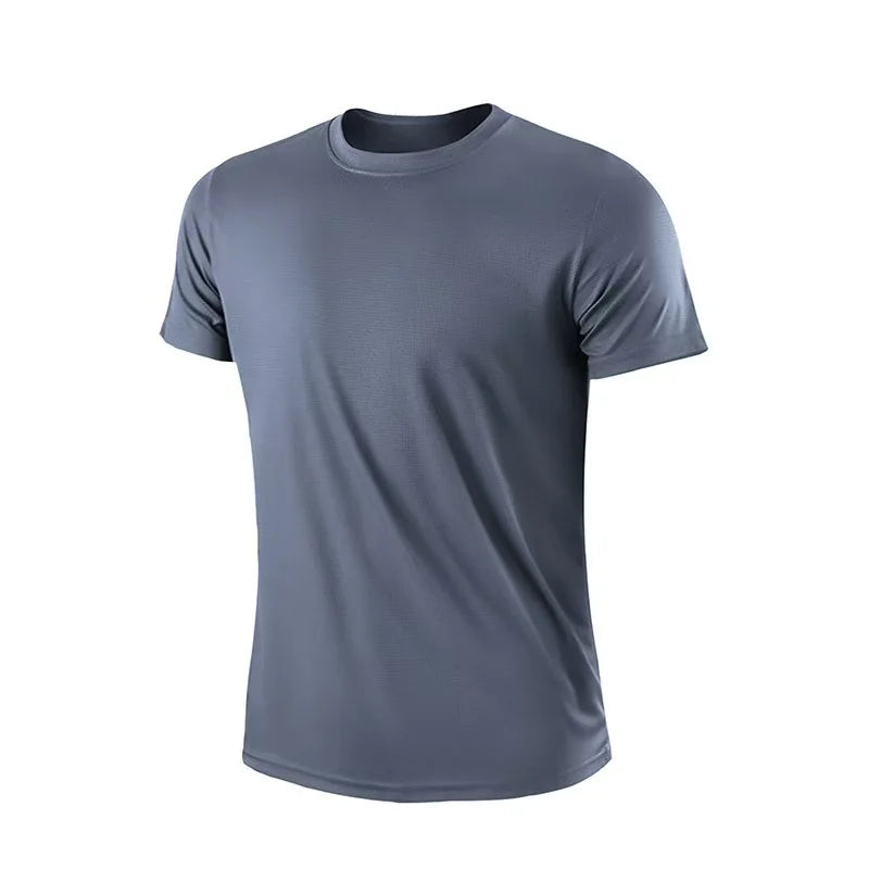 High Quality Men Breathable Fast Drying Running Sports Fitness Breathable Comfortable Short Sleeve T-Shirt Casual Light Gym Tops