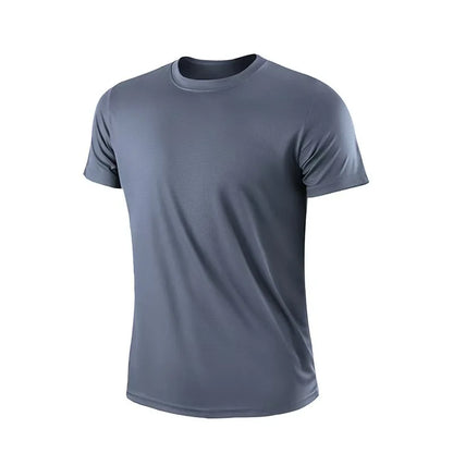 High Quality Men Breathable Fast Drying Running Sports Fitness Breathable Comfortable Short Sleeve T-Shirt Casual Light Gym Tops