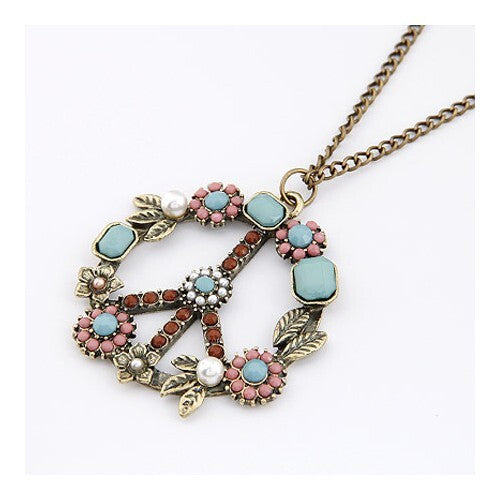 Vintage Elegant Peace Symbol Pendant Necklace