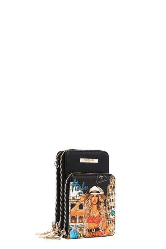 Nicole Lee USA Multi-Zip Phone Case Crossbody Bag