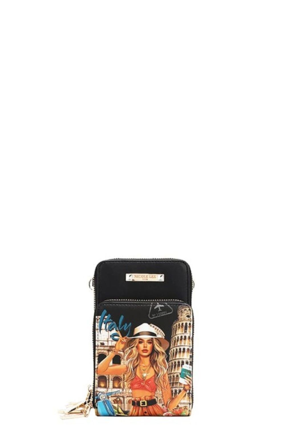 Nicole Lee USA Multi-Zip Phone Case Crossbody Bag